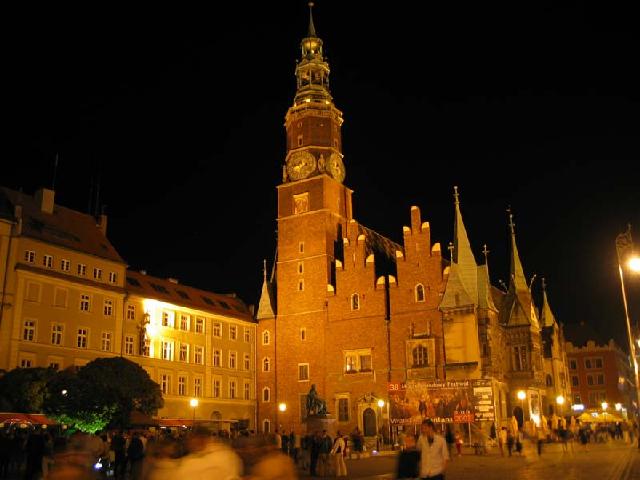 Polen - Wroclaw bij nacht